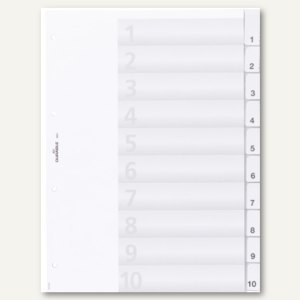 Kunststoff-Register DIN A4, 10-tlg. transparent, blanko, Einsteckschilder