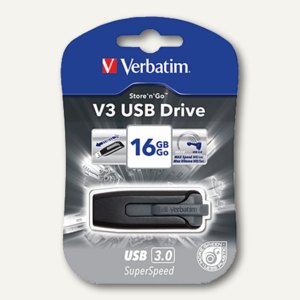 Verbatim USB-Stick V3, USB 3.0, 16 GB, schwarz, 49172