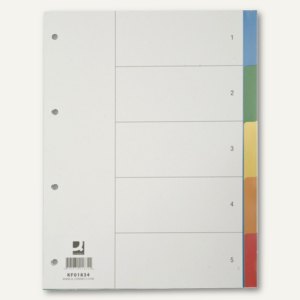 Kunststoff-Register blanko DIN A4, 5-teilig, farbige Taben, PP 125my, 1527