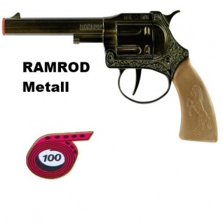 Revolver RAMROD Metall Gehäuse Knall Pistole Kinder Spielzeug Western 100 Schuss