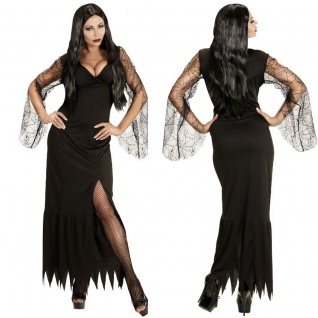 Kleid mit Kapuze Gothic Lady Partner Kostüm Damen & Mädchen schwarz  Vampir Hexe 