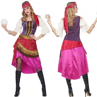 TOP ZIGEUNERIN 3-tlg Set  Deluxe Damen Kostüm Gypsy Nadya Kleid bunt Karneval 