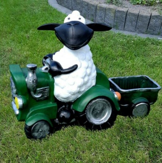 Deko Figur Schaf Molly auf Traktor Pflanztopf - grün - Haus Garten Figur #1699g