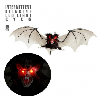 89cm XXL Fledermaus pulsierende blinkende rote LED Augen - Halloween Deko