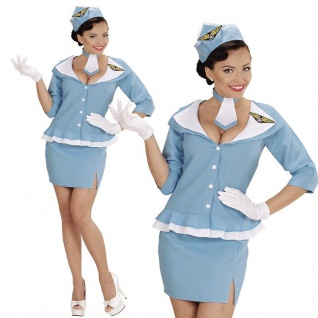 RETRO STEWARDESS Damen Kostüm 60er Jahre Sexy Flugbegleiterin Karneval Fasching