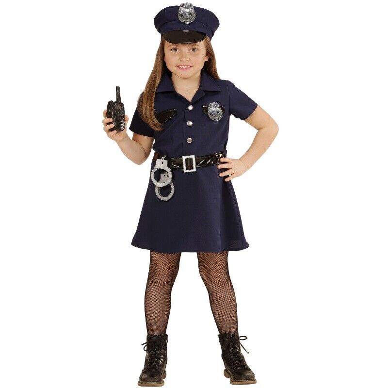 5tlg POLIZISTIN Mädchen Kinder Kostüm Gr.128 Uniform Cop Karneval Fasching #4908