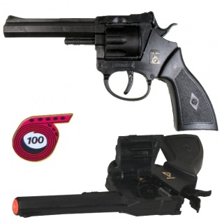 AGENT ROCKY Knall-Pistole mit 3000 Schuß Munition Kinder Spielzeug Revolver 