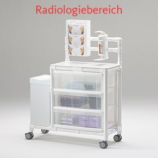 MRT Stationswagen Radiologie Pflegewagen mit Spritzenschütte Hygienewagen RCN - Vorschau 3