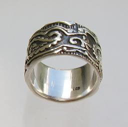 Silber Ring breit oxidiert Bandring vintage Silberringe Damen - Vorschau 2