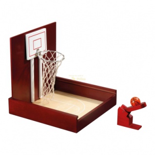 Mini Basketball Tischspiel - Hevea Holz - mit Katapult und Kugel