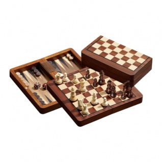 Schach-Backgammon-Dame-Set - magnetisch - Feld 18 mm