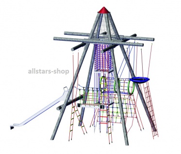 Huck Kletterturm " Black Forest" Stahlversion Spielturm Kletterpyramide mit Rutsche Vogelnest