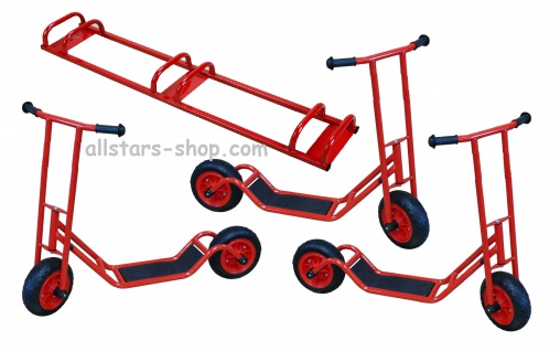 3 Roller Cityroller Scooter KiGa-Roller Kindergartenroller E-Vinyl-Räder Maxi + Ständer Allstars