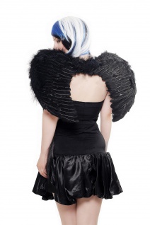 Kostüm Damen Damenkostüm Kleid & Flügel Schwarzer Engel Black Angel L037 - Vorschau 5