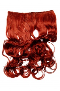Clip-In Extension Haarverlängerung breit hitzefest 5 Clip lockig Rot Tizian-Rot