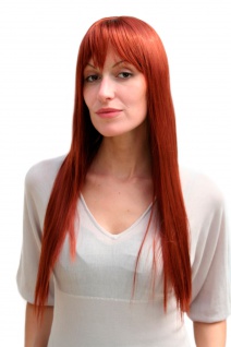 Damenperücke Wig rot Kupfer glatt lang Pony ca 60cm Haarersatz 9293-130