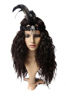 Haarband Stirnband Schwarz Feder 20er 30er Charleston Hollywood Diva RH017-black