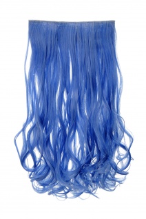 Haarteil breit Haarverlängerung 5 Clips wellig zweifarbig Lavendelblau-Weißblond