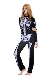 Kostüm Damen Frauen Halloween Karneval Skelett Knochengerippe Gespenst S W-0215 - Vorschau 5