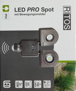 IP54 RITOS/REV LED PRO Spot ohne/mit Bewegungsmelder schwarz 10W/2x10W 