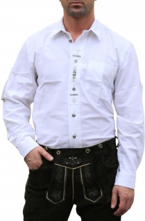 German Wear, Trachtenhemd hemd für Lederhosen mit Verzierung weiß