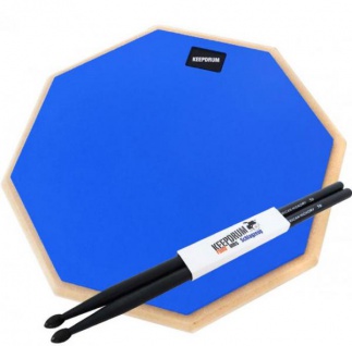 keepdrum DP-BL12 Practice Pad Blau 12 + Drumsticks 5BB Black