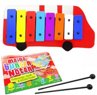 keepdrum Feuerwehr Glockenspiel + Notenheft Kinderlieder lernen mit Farben