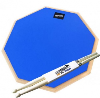 keepdrum DP-BL12 Drum Practice Pad Blau 12 + Drumsticks