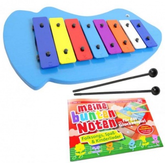 keepdrum Fisch Glockenspiel + Notenheft Kinderlieder lernen mit Farben