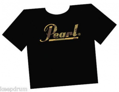 PEARL Drums T-Shirt Schwarz mit Camo Logo Größe M