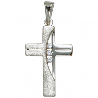 Anhänger Kreuz 925 Silber 3 Zirkonia Kreuzanhänger Silberkreuz mit Kette 60 cm - Vorschau 4
