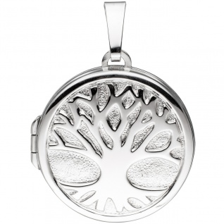 Medaillon Anhänger Baum des Lebens Weltenbaum rund 925 Silber mit Kette 60 cm