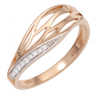 Damen Ring 585 Gold Rotgold 8 Diamanten Brillanten Rotgoldring Diamantring 1