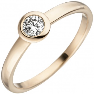 Damen Ring 585 Gold Gelbgold 1 Diamant Brillant Goldring Diamantring