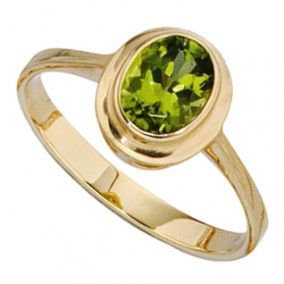 Damen Ring 585 Gold Gelbgold 1 Peridot grün Goldring