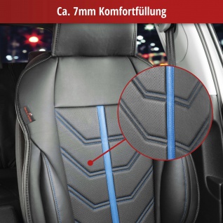 sportliche Universal Auto Kunstleder Sitzauflage Kimi blau, feste Seitenwange... 4