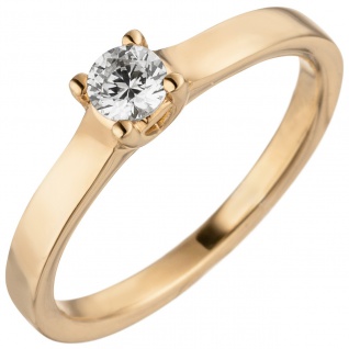 Damen Ring 585 Gold Rotgold 1 Diamant Brillant 0, 15 ct. Diamantring Solitär