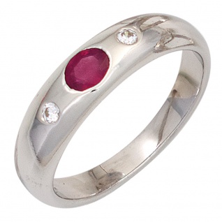 Damen Ring 925 Sterling Silber 1 Granat rot Silberring Granatring rhodiniert