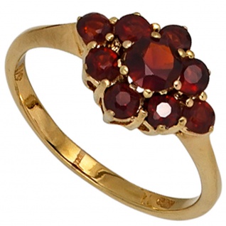 Damen Ring 375 Gold Gelbgold 9 Granate rot Goldring Granatring