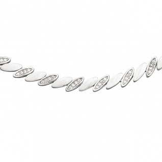 Collier Halskette 925 Silber matt 144 Zirkonia 45 cm Kette Silberkette