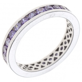 Damen Ring 925 Sterling Silber rhodiniert mit Zirkonia lila violett Silberring 1
