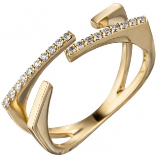 Damen Ring offen 585 Gold Gelbgold 19 Diamanten Brillanten 0, 15ct. Goldring