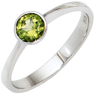Damen Ring 925 Sterling Silber rhodiniert 1 Peridot grün Silberring 1