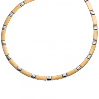 Collier Halskette aus Edelstahl gold farben beschichtet bicolor 47 cm Kette - Vorschau 1