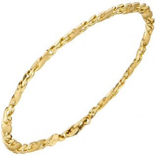 Armband 585 Gold Gelbgold teil matt 21 cm Goldarmband - Vorschau 2