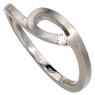 Damen Ring 950 Platin matt 1 Diamant Brillant 0, 04ct. Platinring