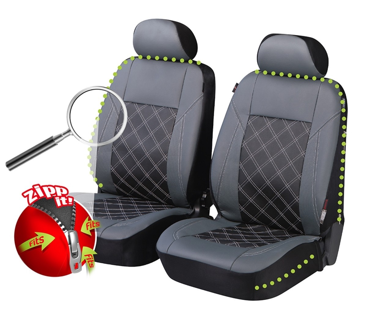 Polyester Auto-Sitzschoner Komplettset 11-teilig Auto-Schonbezüge für die Vordersitze & Rückbank mit Airbag AUTO HIGH Autositzbezüge Set Universal Rot 