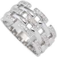 Damen Ring breit 925 Sterling Silber rhodiniert mit Zirkonia Silberring - Vorschau 2
