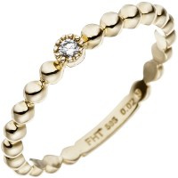 Damen Ring Kugel 585 Gold Gelbgold 1 Diamant Brillant 0, 02ct. Goldring Kugelring 2