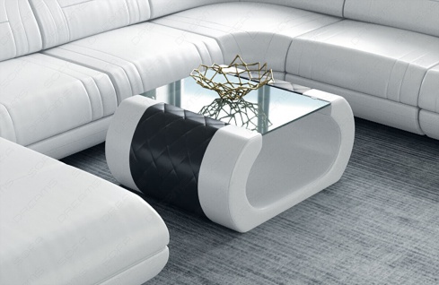 Couchtisch Tisch Wohnzimmertisch RIMINI Ledertisch Design Beistelltisch Stauraum